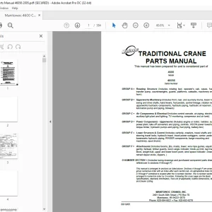 Manitowoc Traditional Crane 4600 Parts Manual SN 46056 PDF