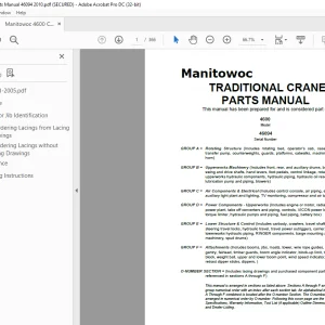 Manitowoc Traditional Crane 4600 Parts Manual SN 46094 PDF