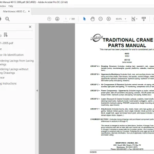 Manitowoc Traditional Crane 4600 Parts Manual SN 46112 PDF