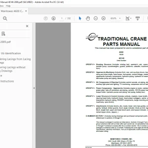 Manitowoc Traditional Crane 4600 Parts Manual SN 46146 - PDF DOWNLOAD