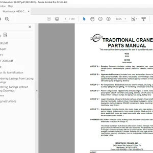 Manitowoc Traditional Crane 4600 Parts Manual SN 46196 PDF