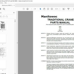 Manitowoc Traditional Crane 4600 Parts Manual SN 46273 - PDF DOWNLOAD