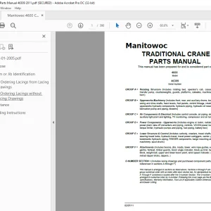 Manitowoc Traditional Crane 4600 Parts Manual SN 46309 PDF
