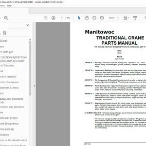 Manitowoc Traditional Crane 4600 Parts Manual SN 46316 PDF