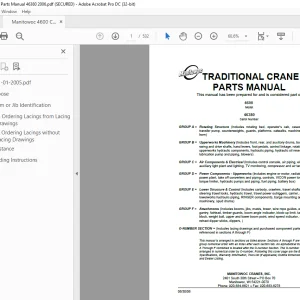 Manitowoc Traditional Crane 4600 Parts Manual SN 46380  PDF