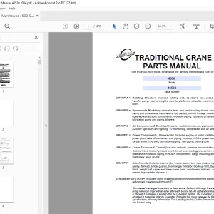 Manitowoc Traditional Crane 4600 Parts Manual SN 46530 - PDF DOWNLOAD