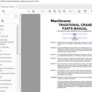 Manitowoc Traditional Crane 4600 Parts Manual SN 46552 - PDF DOWNLOAD