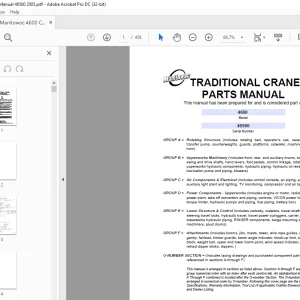 Manitowoc Traditional Crane 4600 Parts Manual SN 46560 - PDF DOWNLOAD