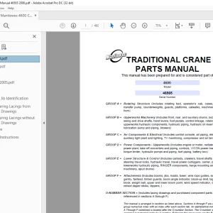Manitowoc Traditional Crane 4600 Parts Manual SN 46565 - PDF DOWNLOAD