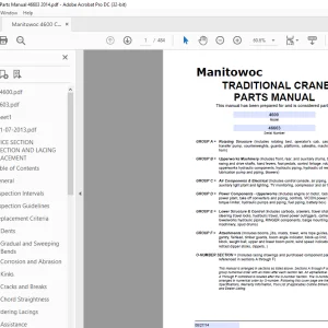 Manitowoc Traditional Crane 4600 Parts Manual SN 46603 - PDF DOWNLOAD