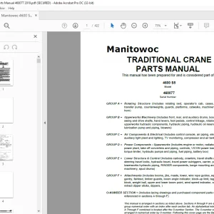 Manitowoc Traditional Crane 4600 S5 Parts Manual SN 460077 - PDF DOWNLOAD