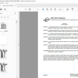 Manitowoc Traditional Crane 999 Parts Manual SN 9991362 - PDF DOWNLOAD