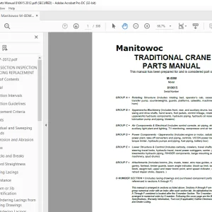 Manitowoc Traditional Crane M-80W Parts Manual SN 810615 - PDF DOWNLOAD