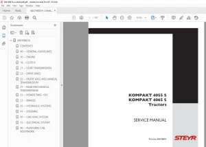 STEYR KOMPAKT 4055 S KOMPAKT 4065 S Tractor Service Manual 84419887A PDF