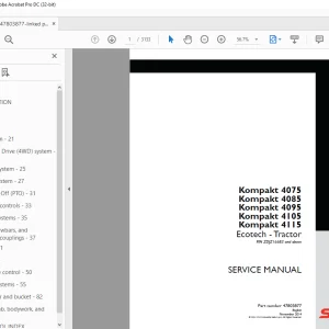 STEYR Kompakt 4075 4085 4095 4105 4115 Tractor Service Manual 47803877 PDF