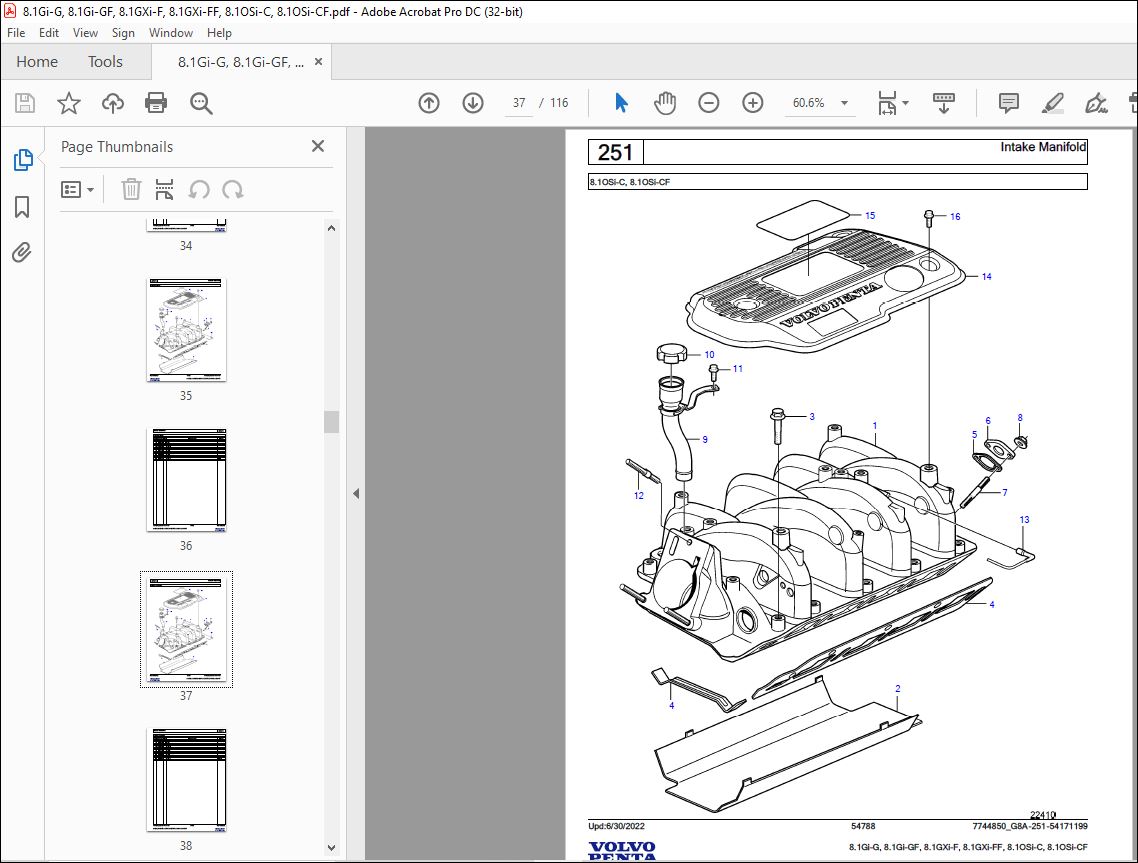 Volvo Penta 8.1Gi-G (GF) 8.1GXi-F (FF) 8.1OSi-C (CF) Parts Manual PDF ...