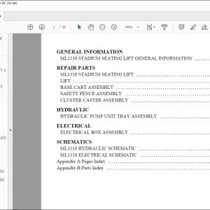 Xtreme ML1318 STADIUM SEATING LIFT Parts Manual - PDF DOWNLOAD