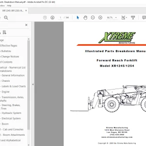 Xtreme Telehandler XR1245/1254 Forklift Parts Manual - PDF DOWNLOAD