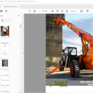 Xtreme Telehandler XR1255-T4 FINAL Parts Manual PN 24948-001 PDF