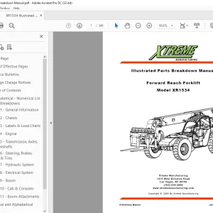 Xtreme Telehandler XR1534 Forward Reach Forklift Parts Manual PDF