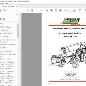 Xtreme Telehandler XR1642 Forklift Parts Manual - PDF DOWNLOAD
