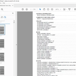 Xtreme Telehandler XR2045 Forklift Parts Manual - PDF DOWNLOAD