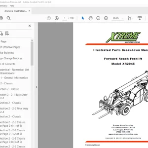 Xtreme Telehandler XR2045 Forklift Parts Manual PDF