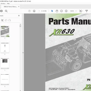 Xtreme Telehandler XR630 Forklift Parts Manual PN 158-0069-000 - PDF DOWNLOAD