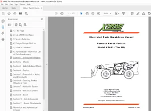 Xtreme Telehandler XR842 (Tier III) Forklift Parts Manual - PDF DOWNLOAD