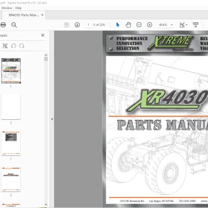 Xtreme Telehandler XR945 Forklift Parts Manual - PDF DOWNLOAD