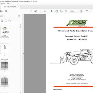 Xtreme XR1145 / 1154 Forward Reach Forklift Parts Breakdown Manual PDF