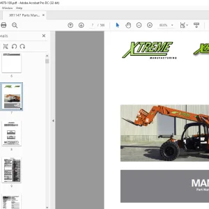 Xtreme XR1147 Telehandler Parts Manual - PDF DOWNLOAD