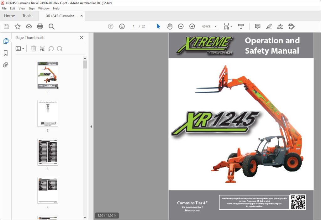 Xtreme XR1245 Cummins Tier 4F Operation & Safety Manual PN 24906-003 ...