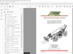 Xtreme XR1267 (Tier III) Forward Reach Forklift Parts Breakdown Manual