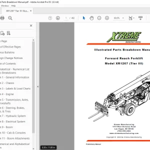 Xtreme XR1267 (Tier III) Forward Reach Forklift Parts Breakdown Manual