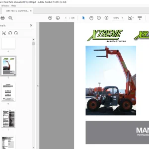 Xtreme XR1734-C CUMMINS TIER 4 FINAL Telehandler Parts Manual 2490163-000 PDF