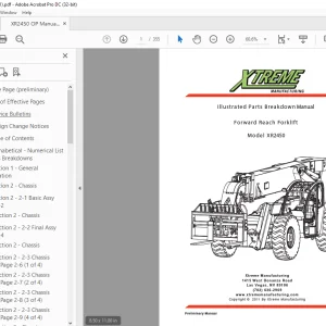 Xtreme XR2450 Forward Reach Forklift Parts Breakdown Manual PDF
