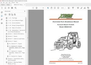 Xtreme XR620-621 Forward Reach Forklift Parts Manual - PDF DOWNLOAD