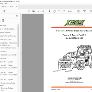 Xtreme XR620-621 Forward Reach Forklift Parts Manual - PDF DOWNLOAD