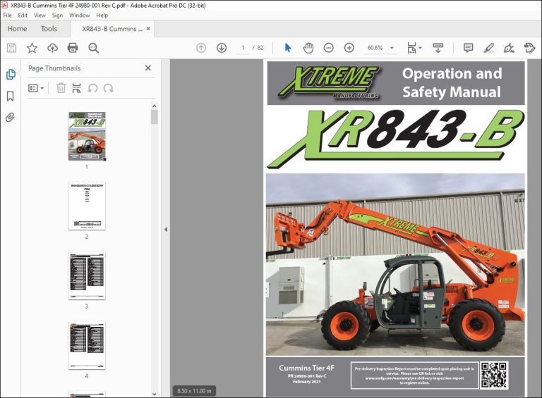 Xtreme XR843-B Cummins Tier 4F Operation & Safety Manual 24980-001 PDF ...