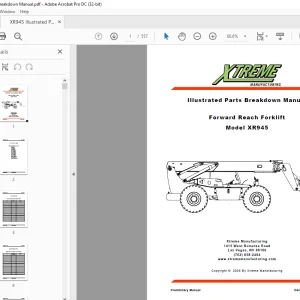 Xtreme XR945 Forward Reach Forklift Parts Breakdown Manual PDF