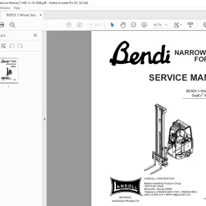 Bendi 3 Wheel Series II Narrow Aisle Forklift Service Manual