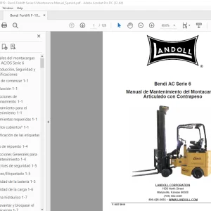 Bendi AC Serie 6 Articulado con Manual de Mantenimiento del Montacargas