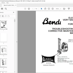 Bendi Forklift 3 Wheel Trouble Shooting & Maintenance Manual_F-445-1208