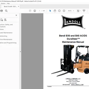 Bendi Forklift B30 & B40 AC DS Maintenance Manual F-649-R0 - PDF DOWNLOAD