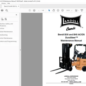 Bendi Forklift B30 & B40 AC DS Maintenance Manual F-649-R0 PDF