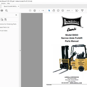 Bendi Forklift B40i3 Narrow Aisle Forklift Parts Manual F-501-0510
