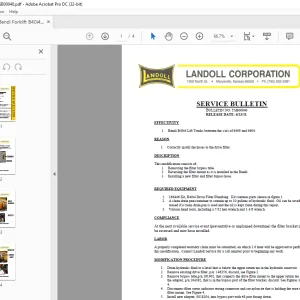Bendi Forklift B40i4 Service Bulletin Manual TSB00040
