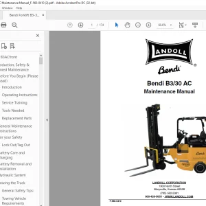 Bendi Forklift Landoll B3/30 AC Maintenance Manual F-560-0410