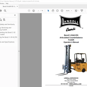 Bendi Landoll 3-30AC/DS Articulated Counterbalance Forklift Operator’s Manual F-875-R0